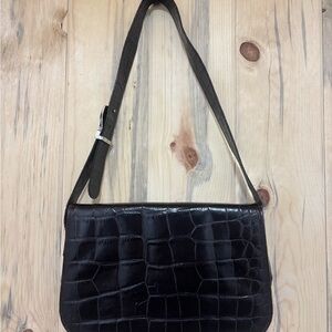 American Vintage Black Crocodile Pattern Shoulder Bag